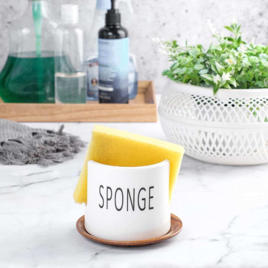 White Ceramic Porcelain Sponge Holder for Kitchen Sink Farmhouse Home