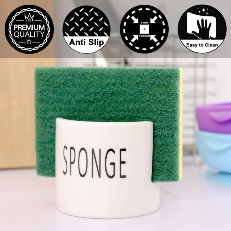 White Ceramic Porcelain Sponge Holder for Kitchen Sink Farmhouse Home