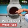Wiosi Small Chiminea Outdoor Fireplace Grey –Clay Chimineas with Chimney Rain Lids and Solid Metal Stands - Mi image 6
