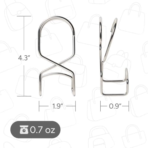 Metal Purse Hanger Closet Set of 4 - Anti-Fall Heavy Duty Bag Organizer Hooks for Handbags, Backpacks & Totes, image 3