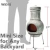 Wiosi Small Chiminea Outdoor Fireplace Grey –Clay Chimineas with Chimney Rain Lids and Solid Metal Stands - Mi image 7