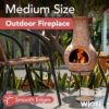 Wiosi Medium 𝗖𝗵𝗶𝗺𝗶𝗻𝗲𝗮 Outdoor Fireplace for Patio Clay Chimineas with Chimney Rain Lids and Solid Metal Stands image 3