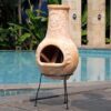 Wiosi Medium 𝗖𝗵𝗶𝗺𝗶𝗻𝗲𝗮 Outdoor Fireplace for Patio Clay Chimineas with Chimney Rain Lids and Solid Metal Stands image 8