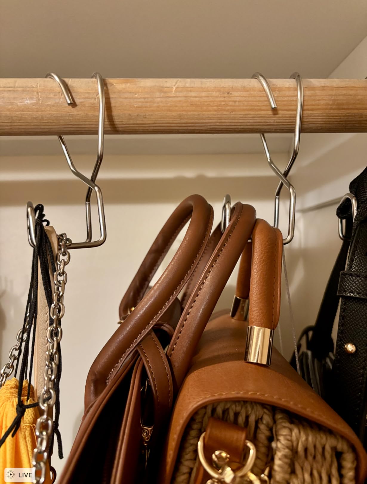 Metal Purse Hanger Closet Set of 4 - Anti-Fall Heavy Duty Bag Organizer Hooks for Handbags, Backpacks & Totes, image 16