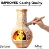 Wiosi Medium 𝗖𝗵𝗶𝗺𝗶𝗻𝗲𝗮 Outdoor Fireplace for Patio Clay Chimineas with Chimney Rain Lids and Solid Metal Stands image 14
