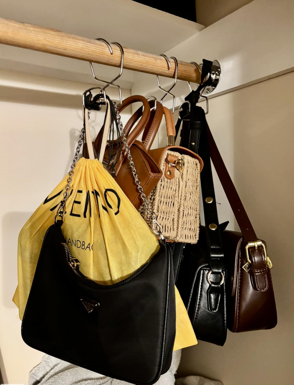 Metal Purse Hanger Closet Set of 4 - Anti-Fall Heavy Duty Bag Organizer Hooks for Handbags, Backpacks & Totes, image 17