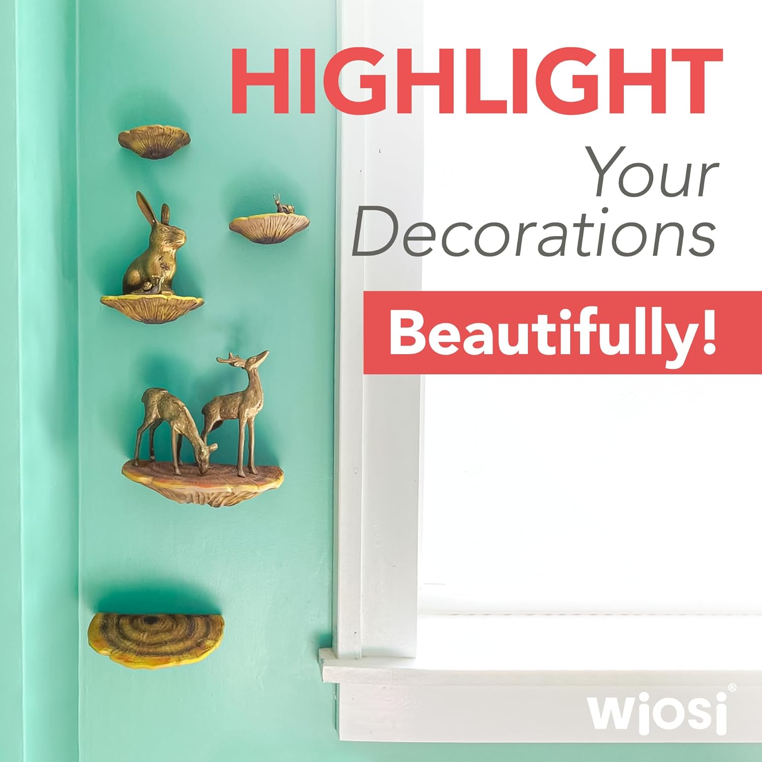 Wiosi 5-Piece Turkey Gill Mushroom Floating Shelves image 11