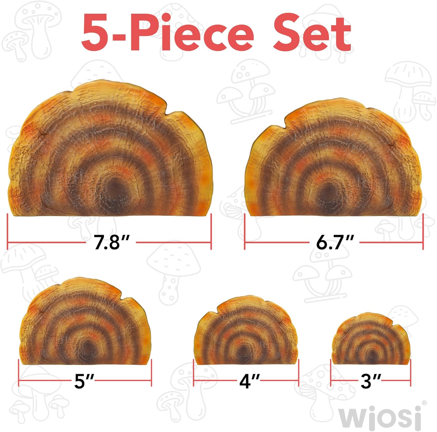 Wiosi 5-Piece Turkey Gill Mushroom Floating Shelves image 9