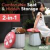 Wiosi Cute Mushroom Ottoman Stool for Boys & Girls - Multipurpose Storage Ottoman for Toys & Clothes - Small O image 9
