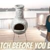Wiosi Medium Chiminea Outdoor Fireplace Grey Clay Chimineas with Chimney Rain Lids and Solid Metal Stands - Gr image 15