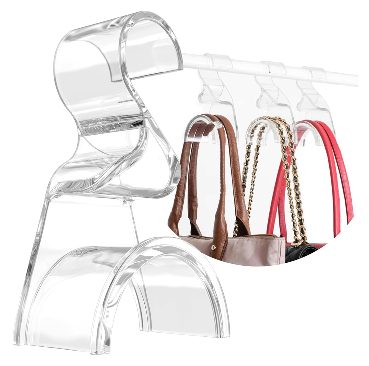 Clear acrylic purse hanger organizer